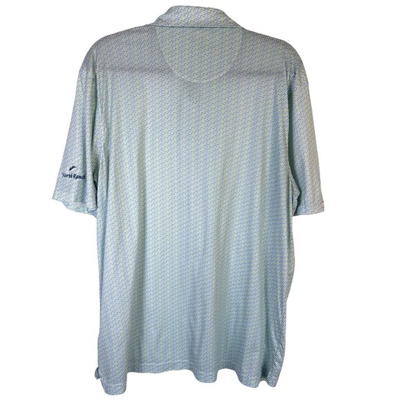 Straight Down Mens Size Large White Blue Green Short Sleeve Golf Polo North Ranc - Picture 7 of 9